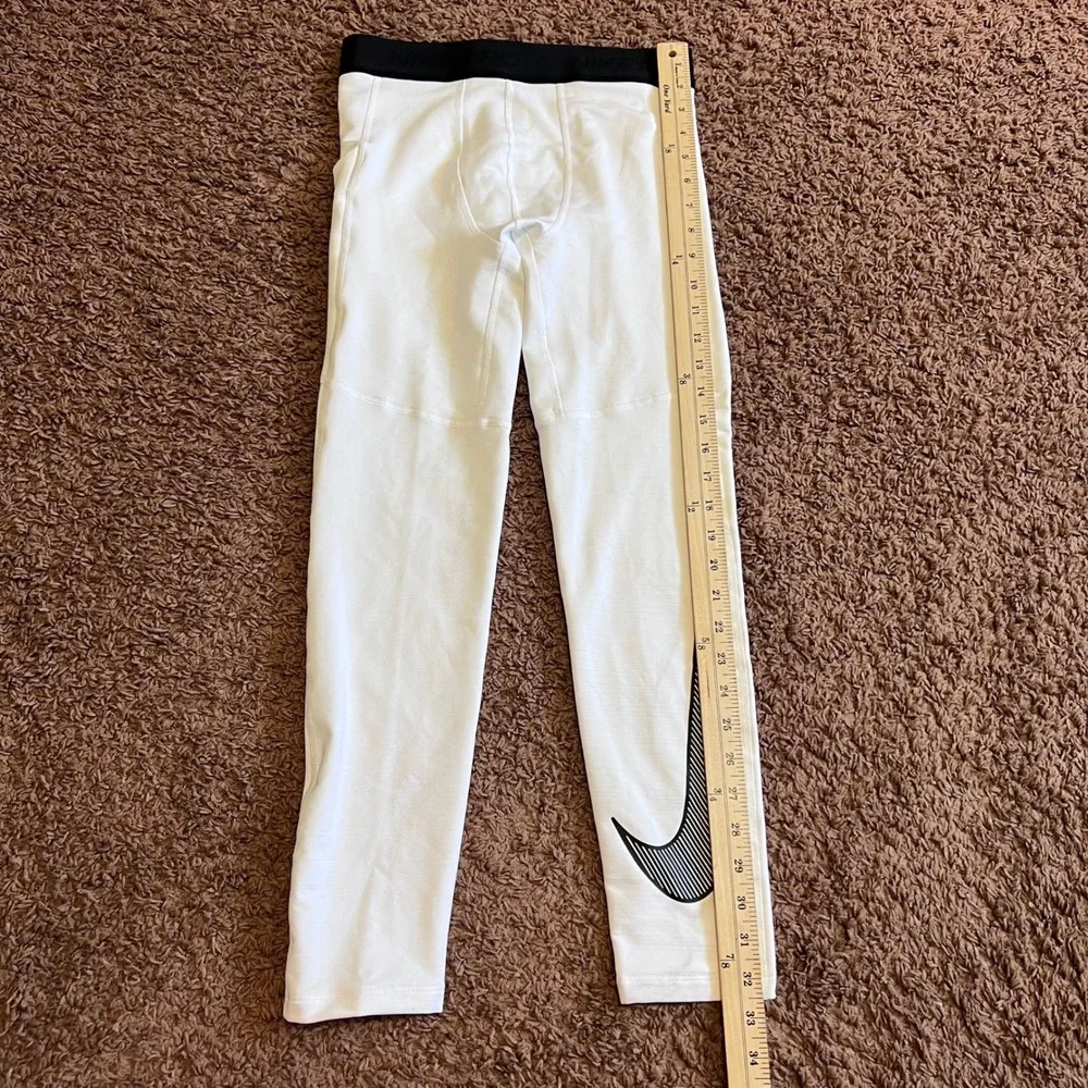 Nike Pro Dri-FIT Mens Compression‎ Tights White Black Striped Swoosh Large NWOT